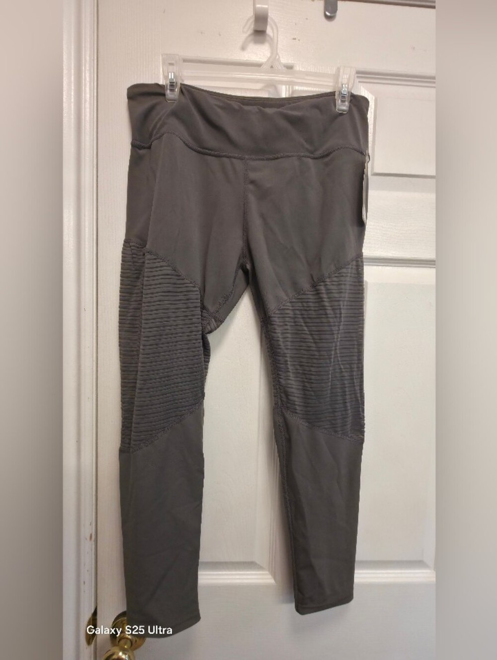 Charcoal Grey Ribbed Panel Active Leggings